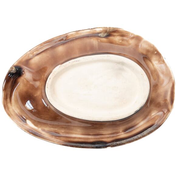 Vintage Brown Oval Ceramic Ashtray - Picture 7 of 11